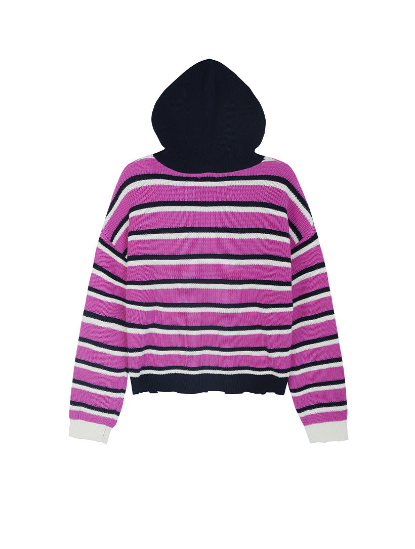 The Alli: Stripe Distressed Relaxed Hoodie