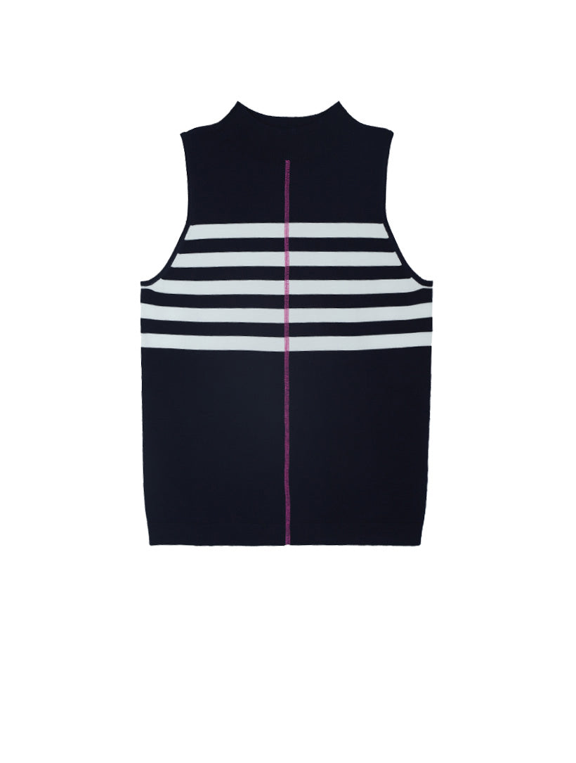 Exposed Cover Stitch Stripe Tank
