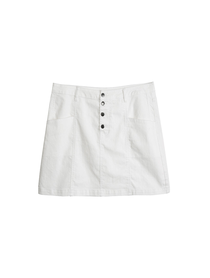 Denim Button Fly Mini Skirt