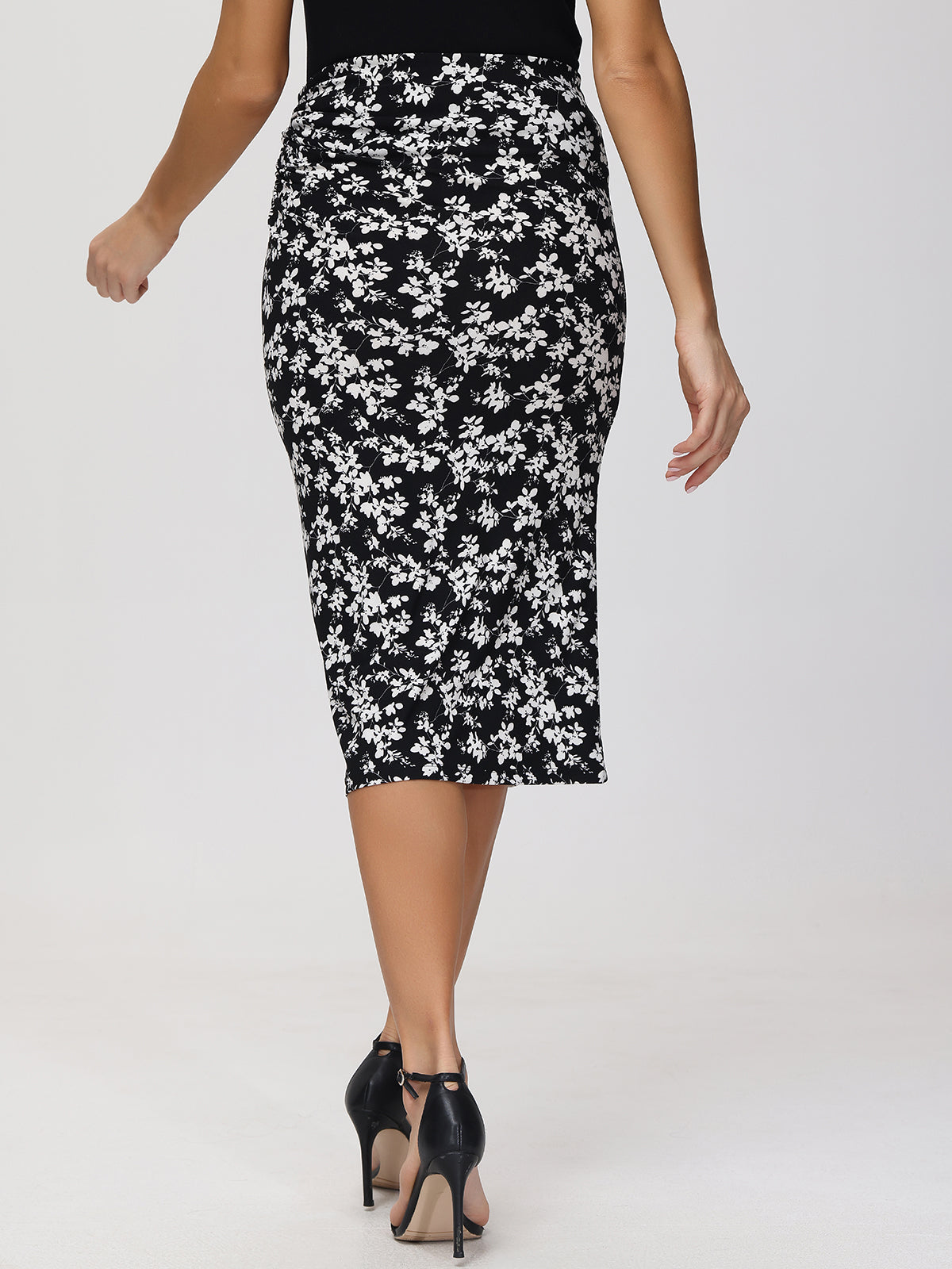 Disty Floral Ruched Maxi Skirt