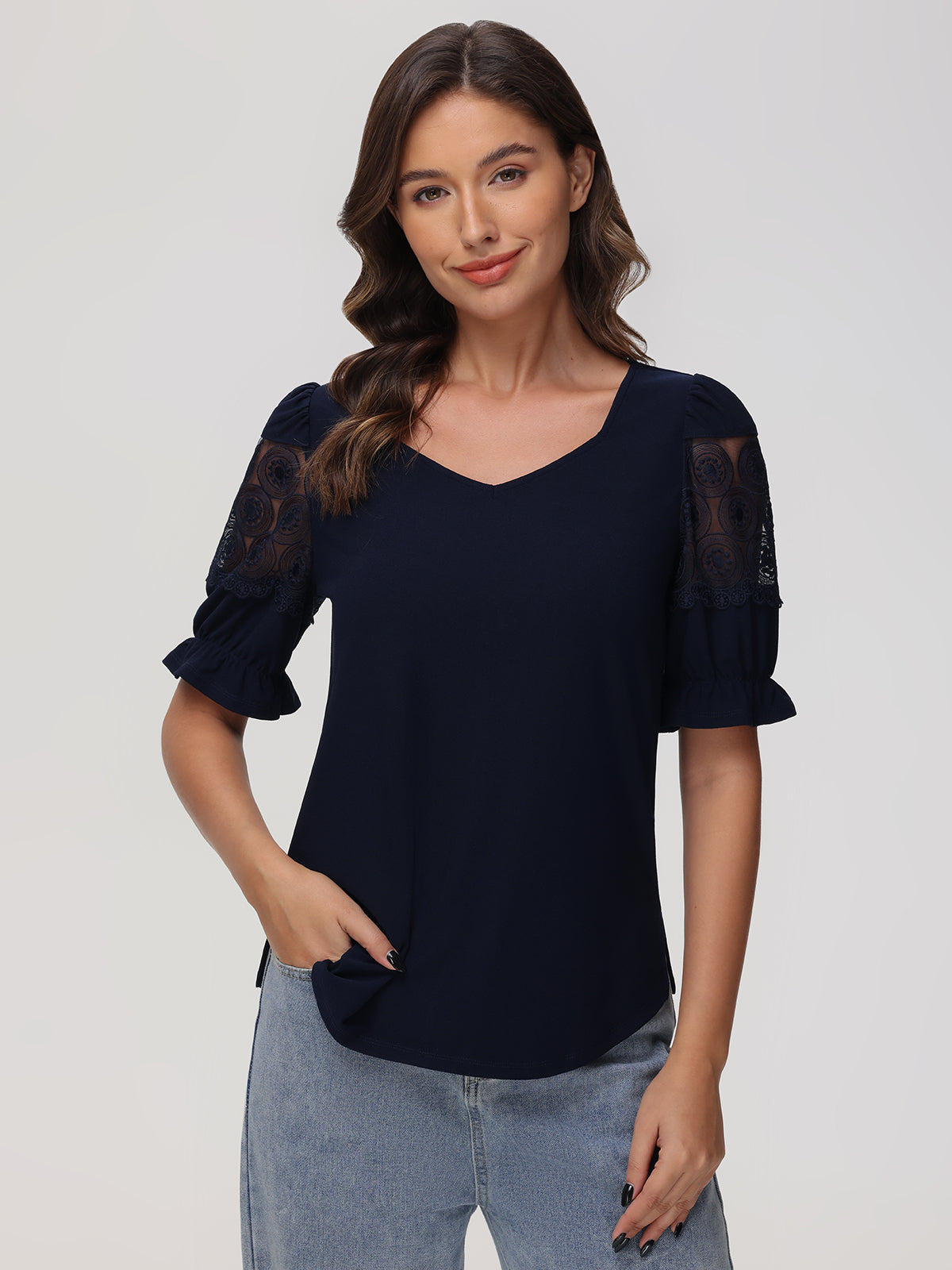 Lace Puff Sleeve Cool Top