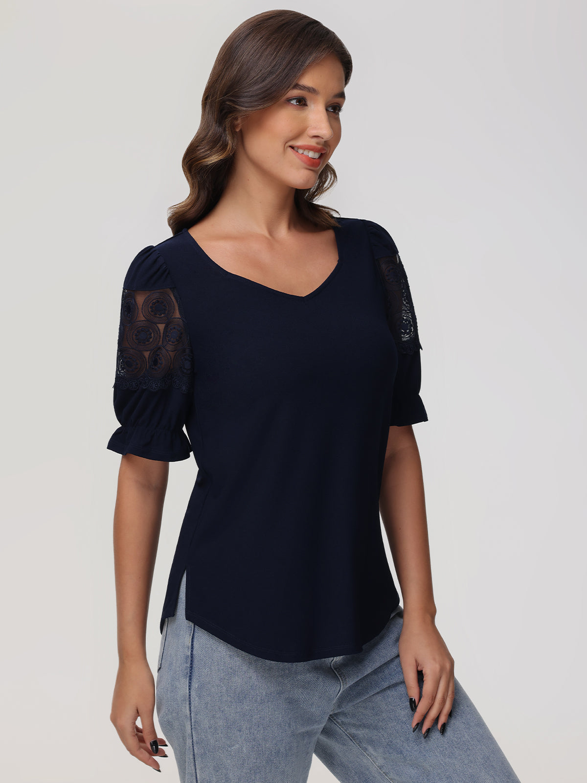 Lace Puff Sleeve Cool Top