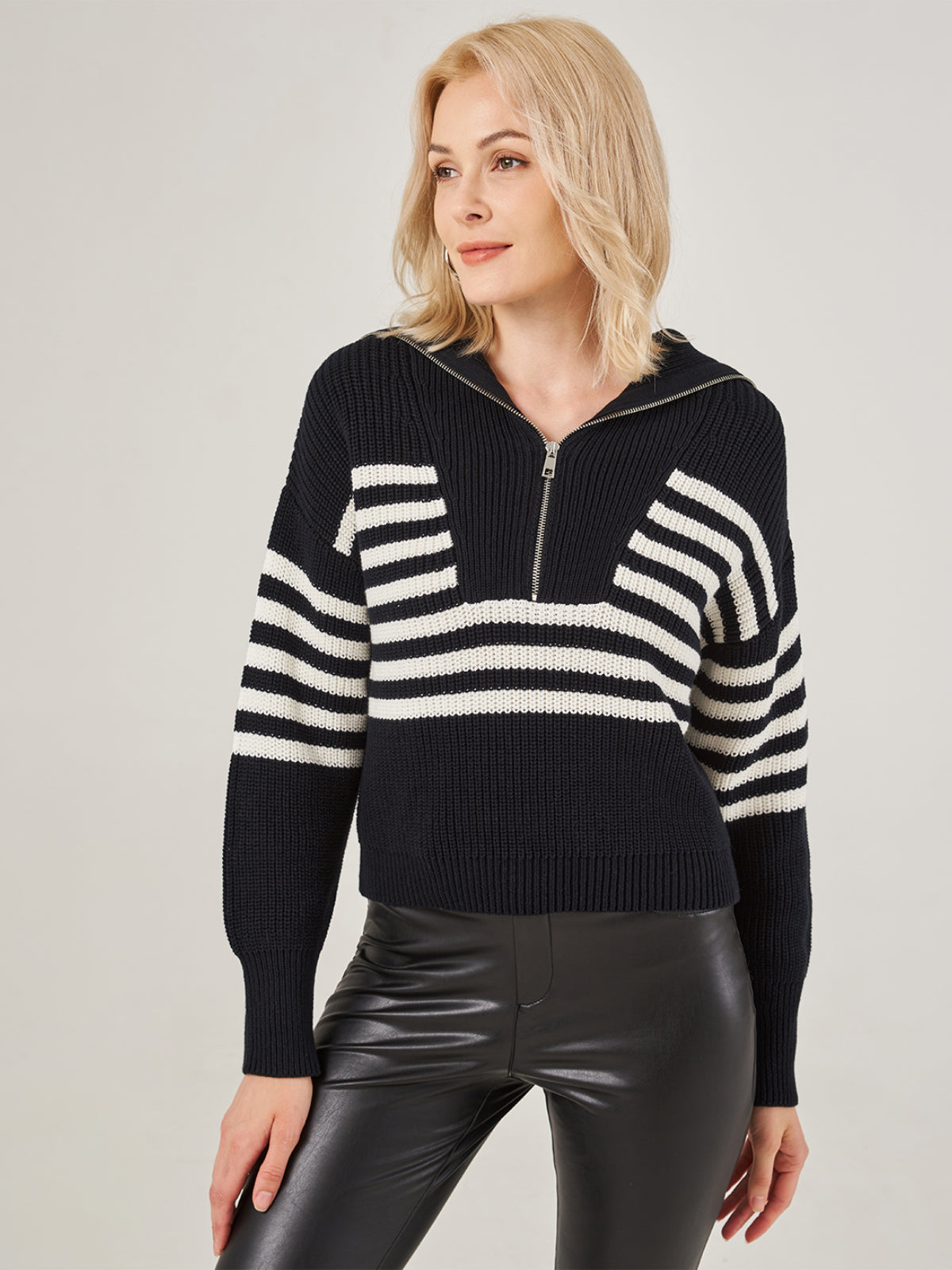 Half Zip Stripe Pullover