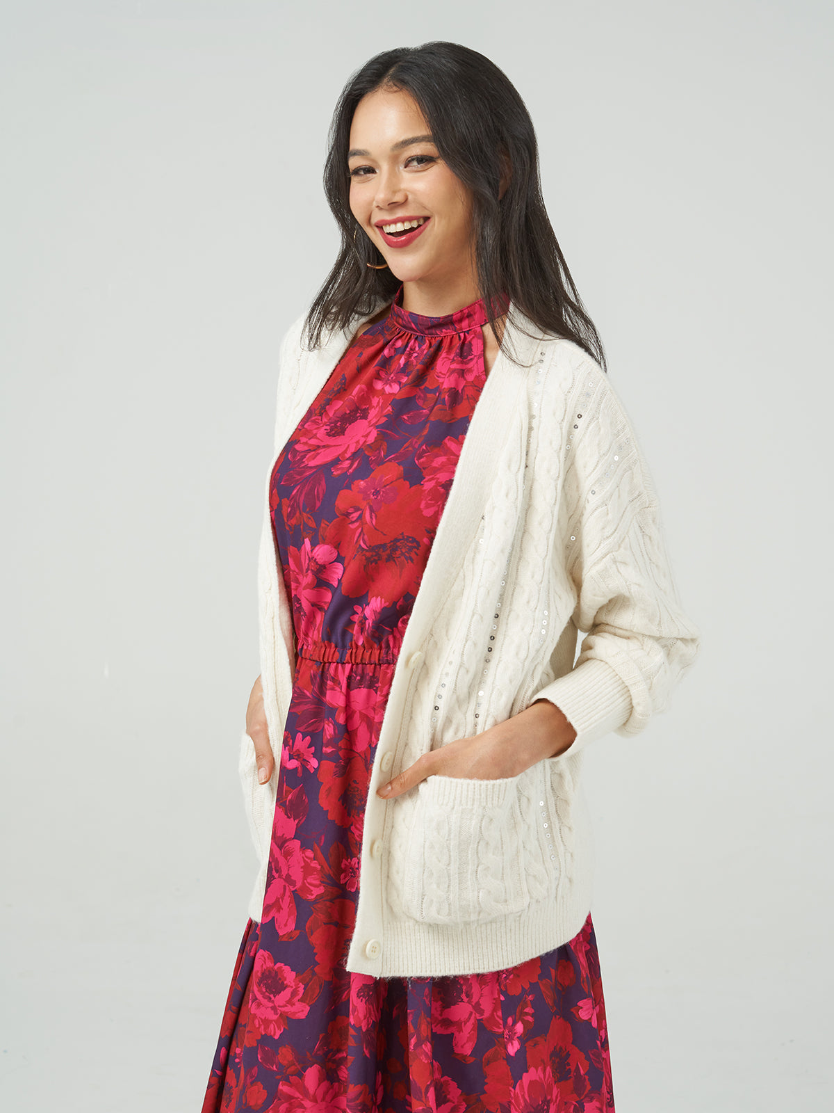 Sequin Cable Cardigan