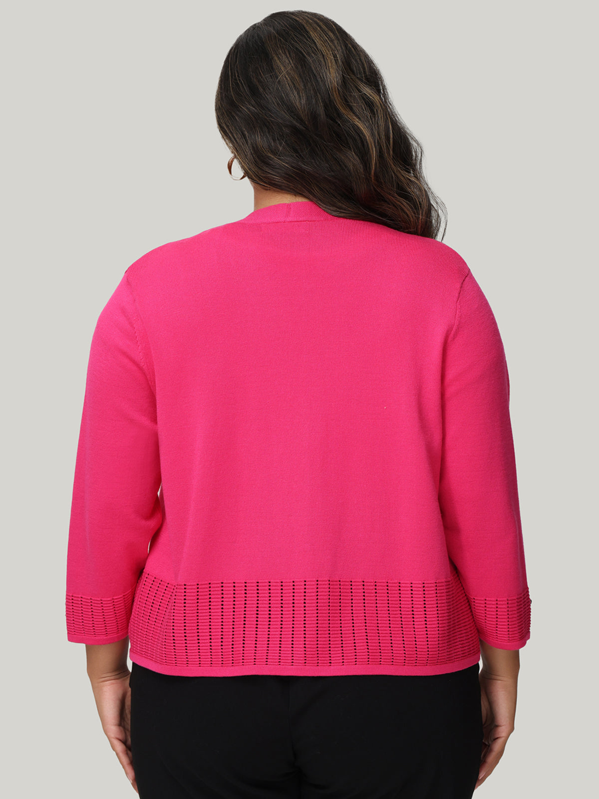 Ladies Hem & Thread Short Sleeve Pointelle Sweater - 31781F