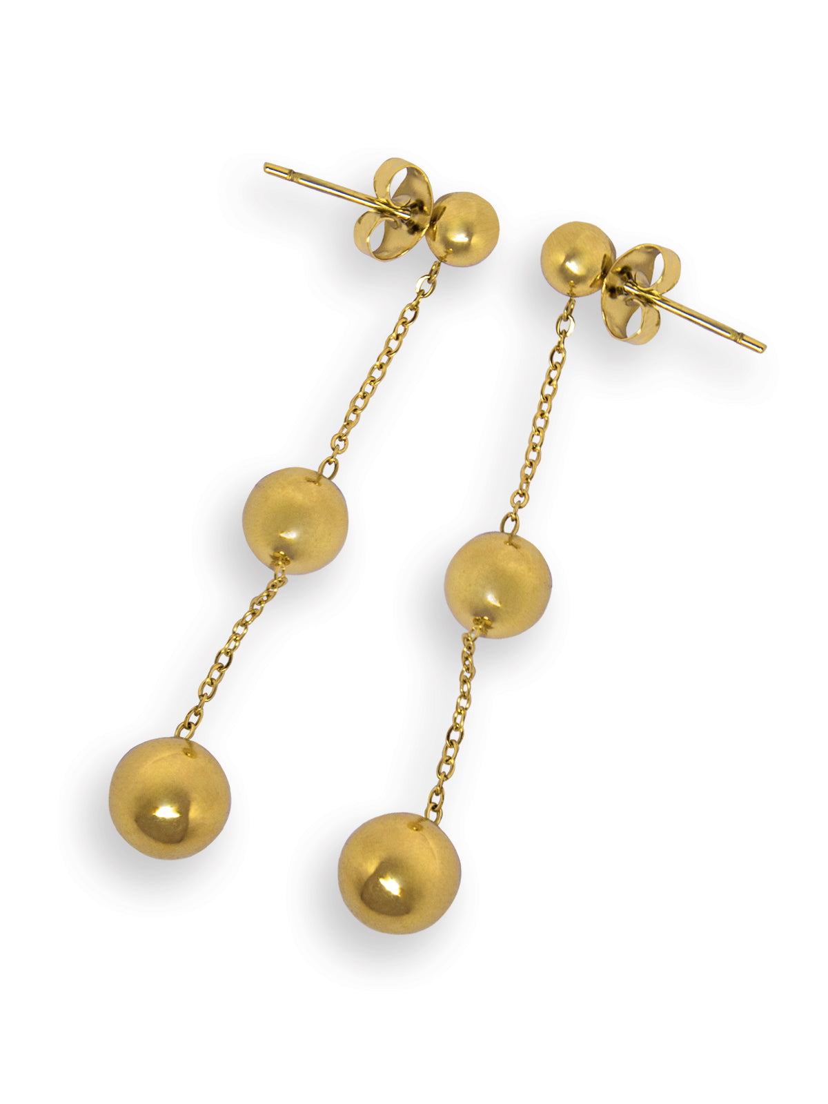 Golden Ball Linear Drop Earrings