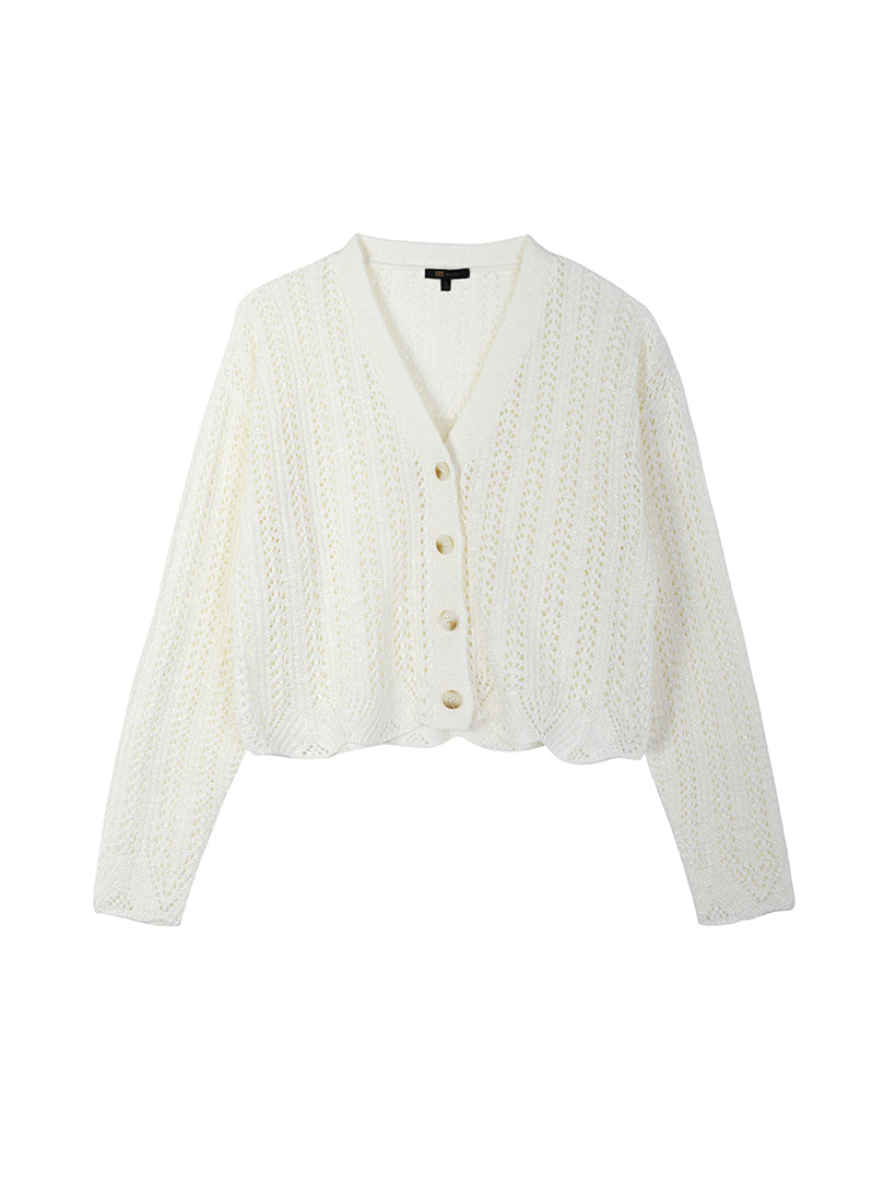 Button-Up Pointelle Cardigan
