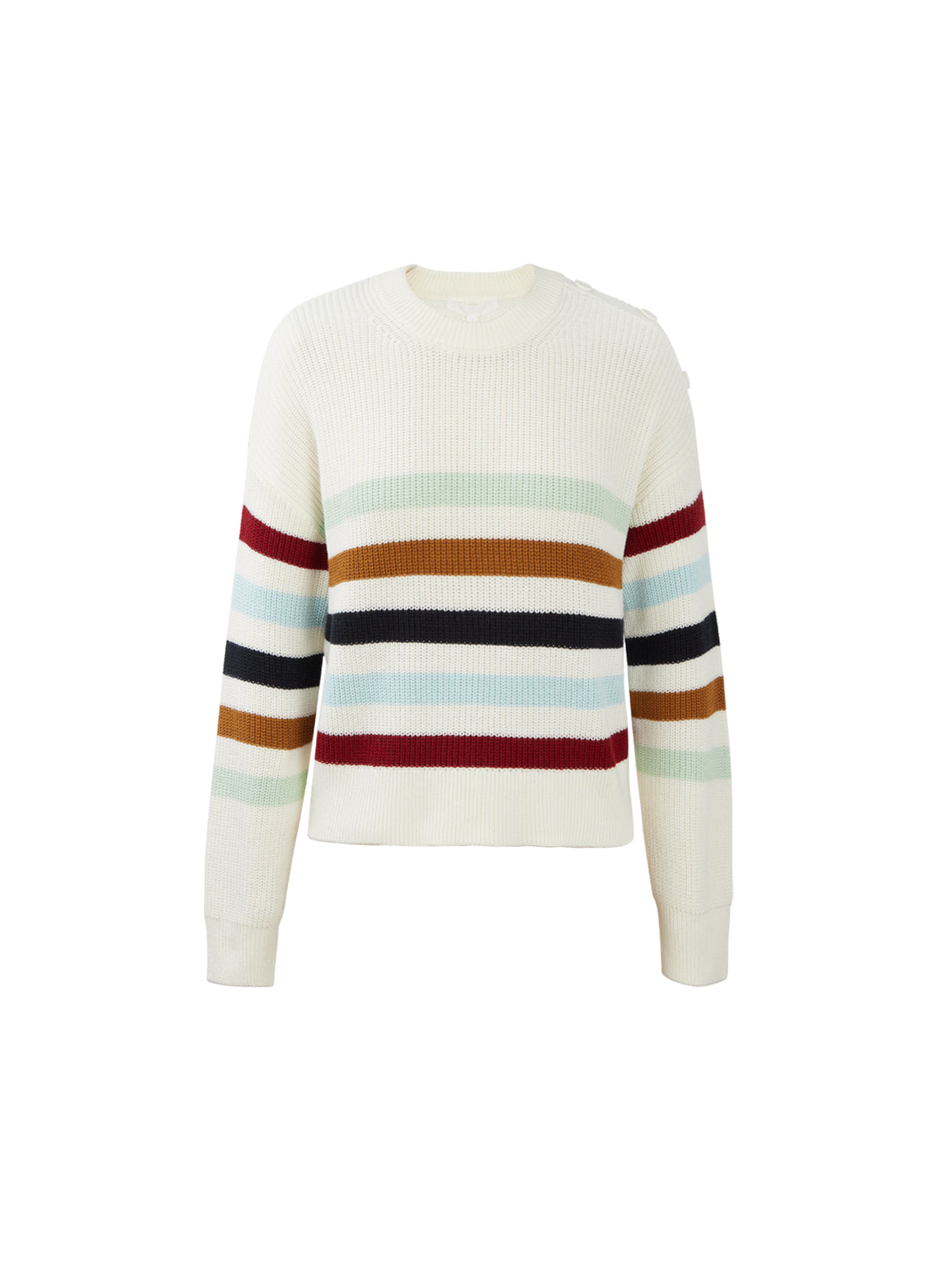Striped Ribbed-Knit Pullover