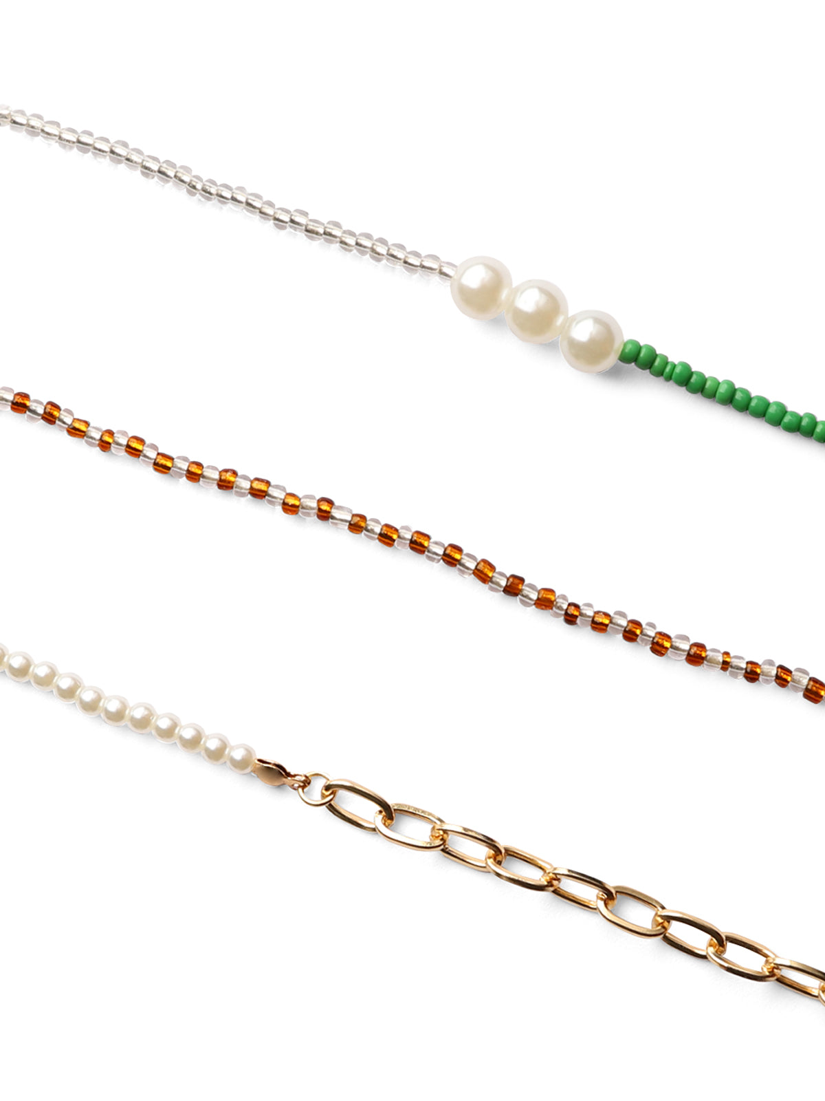 Colorful Beaded and Link Chain Layering Necklace Set