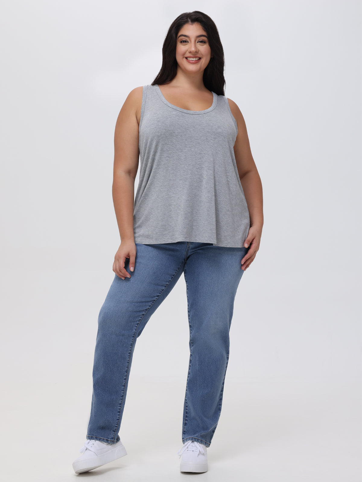 Plus Straight High Rise Jean In Light Wash