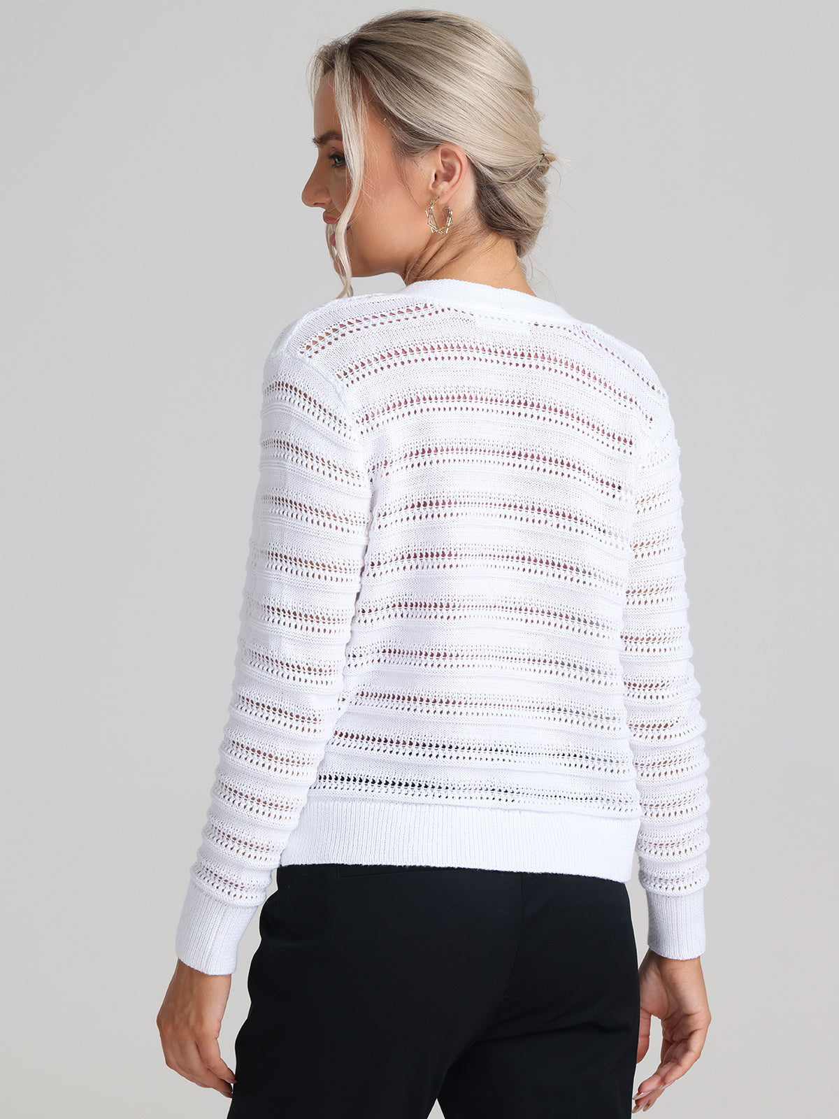 Pointelle Open Front Cardigan