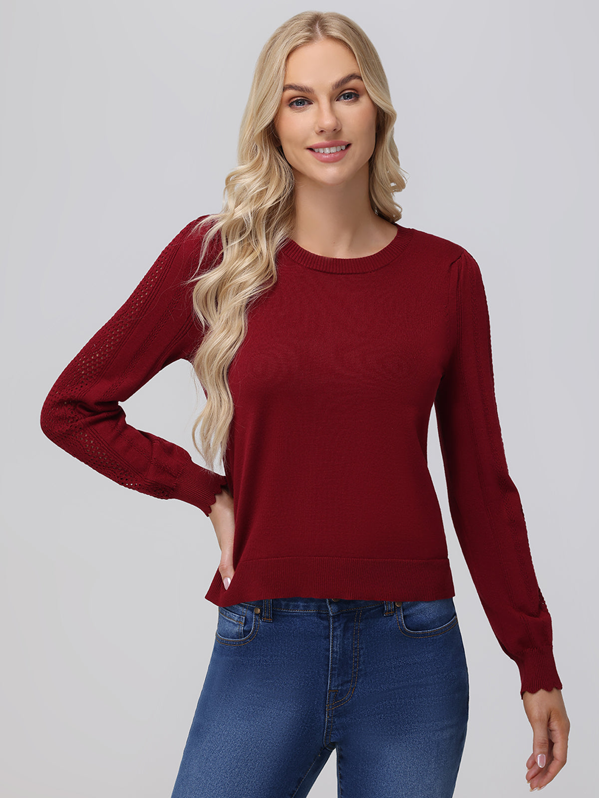Pointelle Sleeve Sweater
